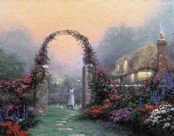 Thomas Kinkade Painting - La cabaña Rose Arbor Thomas Kinkade